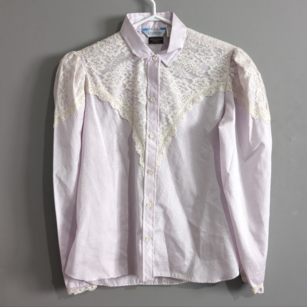 NWT Vintage Karman Western button up with lace Womens shirt size 13/14